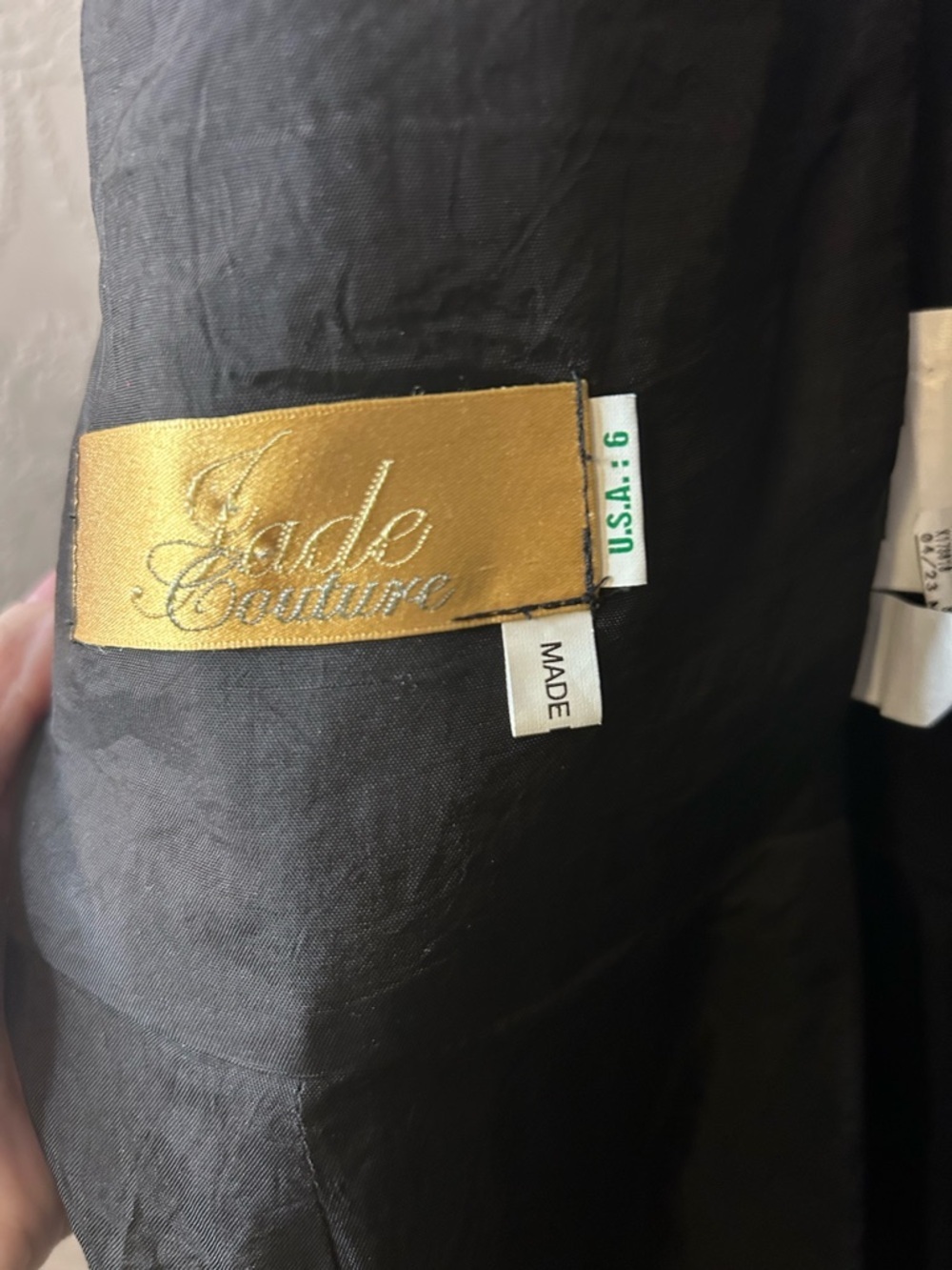 Black Lace Cap-Sleeve Evening Gown Jade Couture 6 USA - Picture 6 of 7